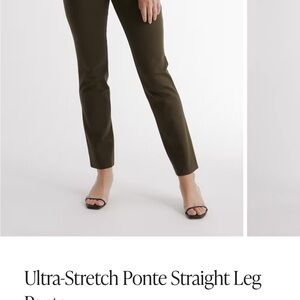 Quince Ultra-Stretch Ponte Straight Leg Pants Olive Green